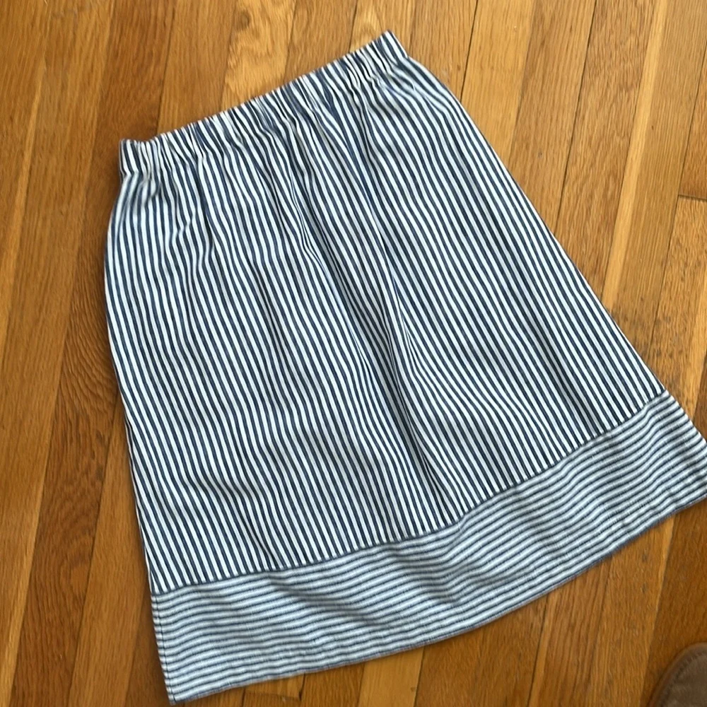 J. Crew XXS Nautical Blue & White Striped Linen Blend Skirt with Pockets - Picture 11 of 11